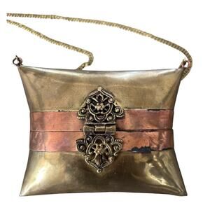 Vintage 1920's Art Deco Copper Brass Pillow Purse